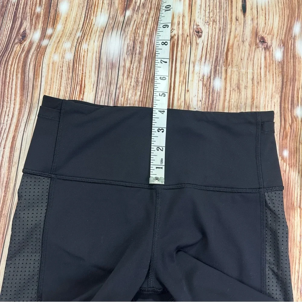 Lululemon Leggings Womens  Cropped Mesh Panel Run Yoga Gym Workout Athletic Sz 4
